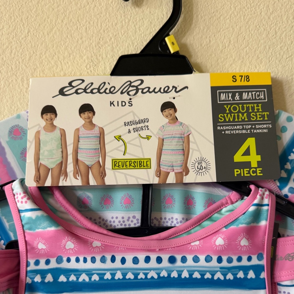 NWT Eddie Bauer 4-piece Youth Swim Set girls size small (7/8) - Picture 4 of 4